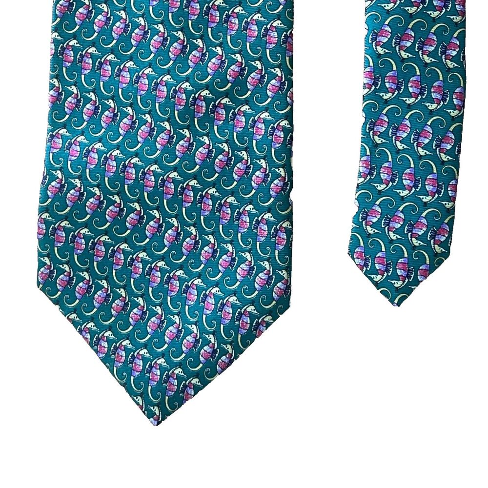 Christian Dior Monsieur Silk Tie Novelty print Seahorse necktie ocean